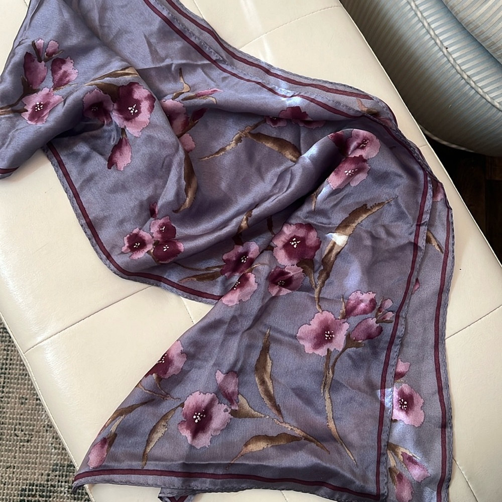 Lilac and lavender silk scarf